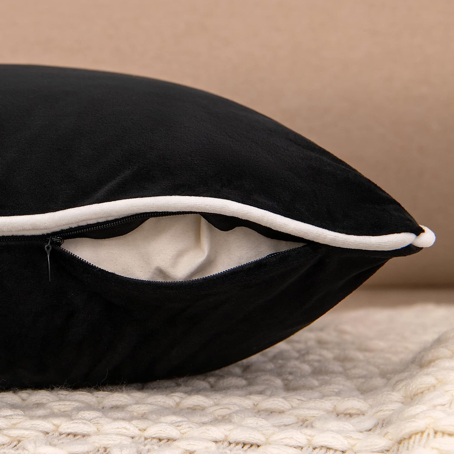 Bordered Monochrome Cushion Cover