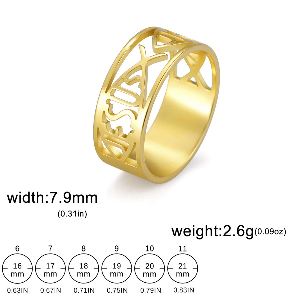 Jesus Stainless Steel Fish Ring