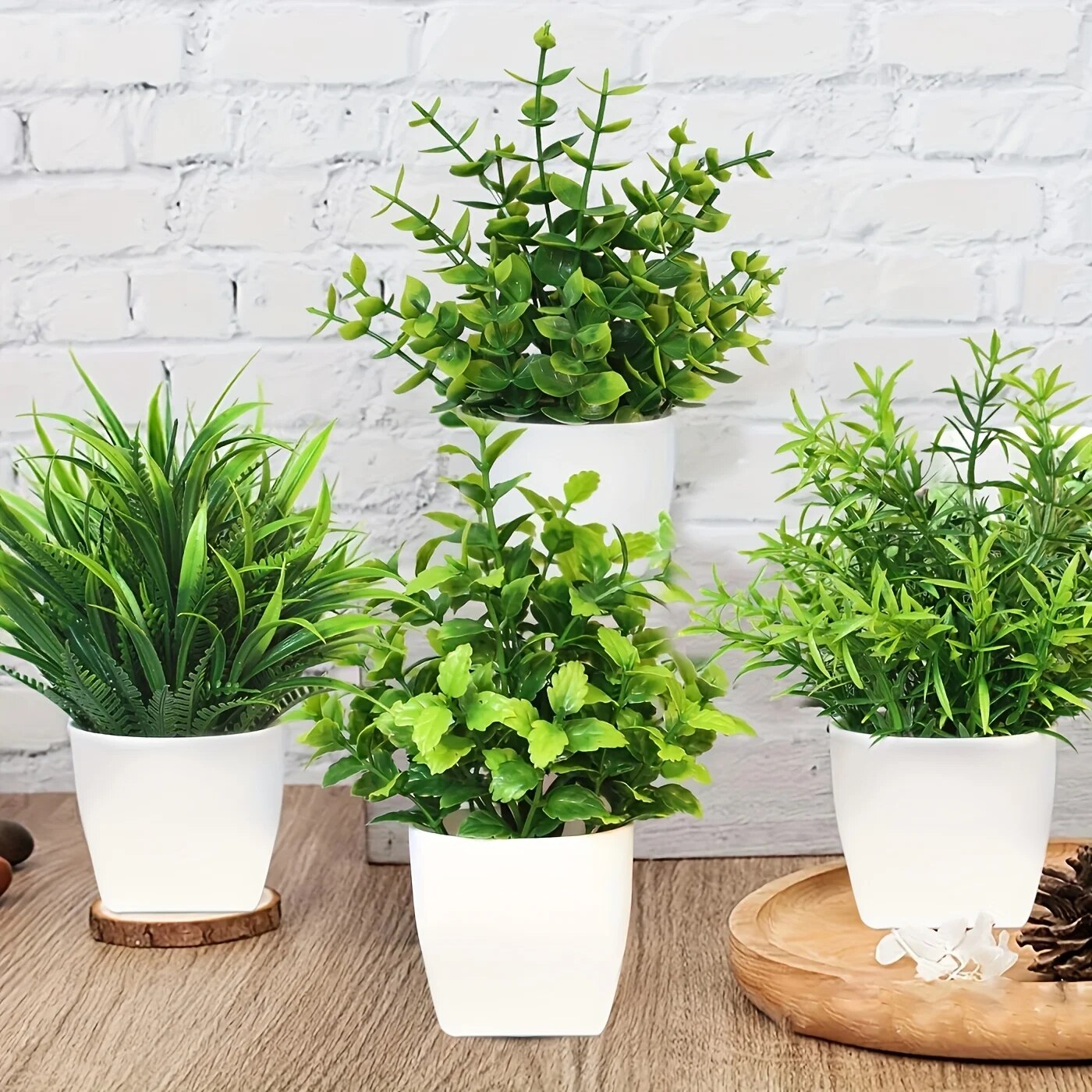 white potted fake plants Everleaf Artificial Desktop Plants – Plush Haven