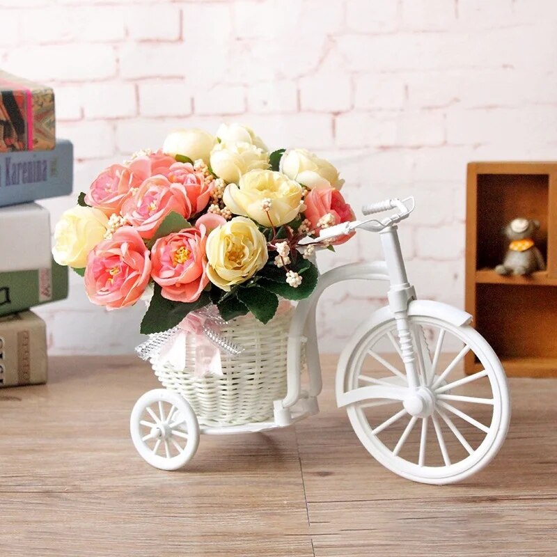 White Bicycle Flower Holder