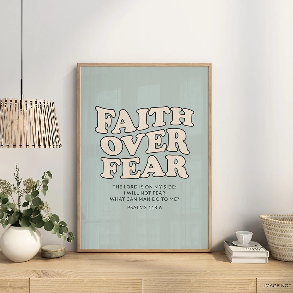 Faith Over Fear Psalm Retro Font Canvas