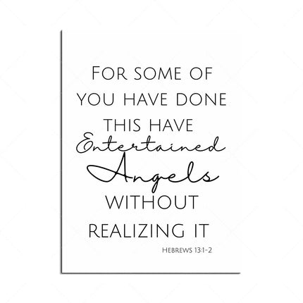 Hebrews 13:1-2 Scripture Black and White Canvas Wall Art