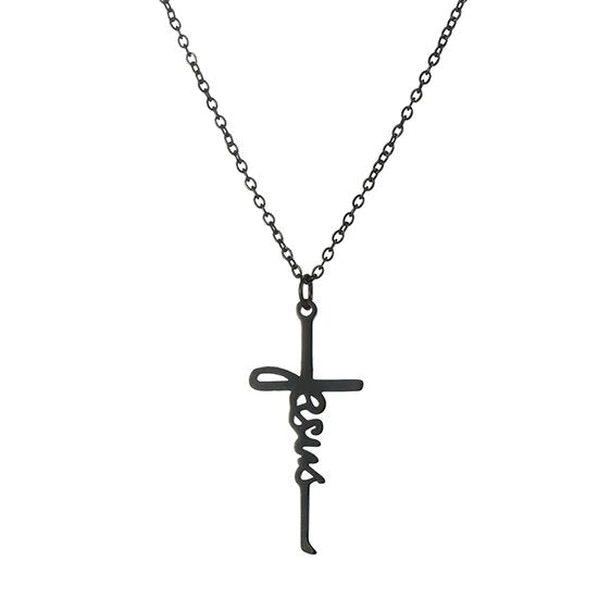 Stainless Steel Jesus Cursive Necklace