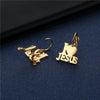 I  ♡ Jesus Stainless Steel Hoop Gold Earrings