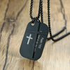 Stainless Steel Cross and Bible Verse Dog Tag