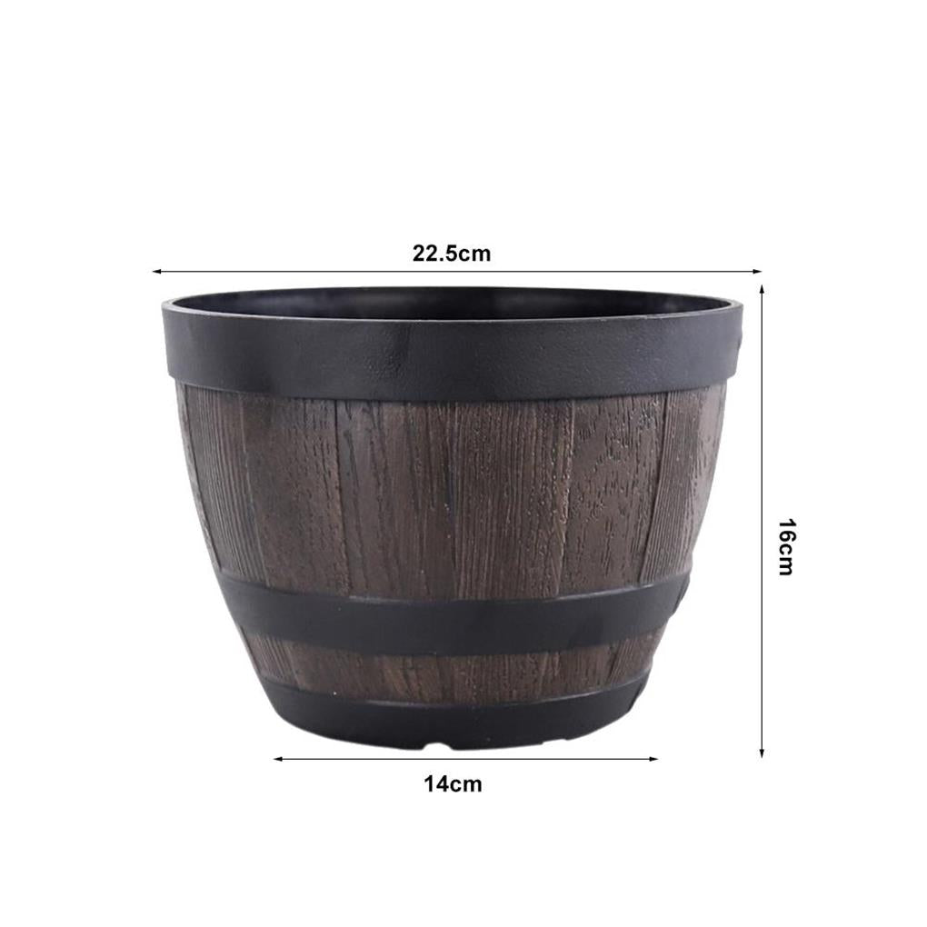 Classic Wood Barrel Shaped Flower Pot
