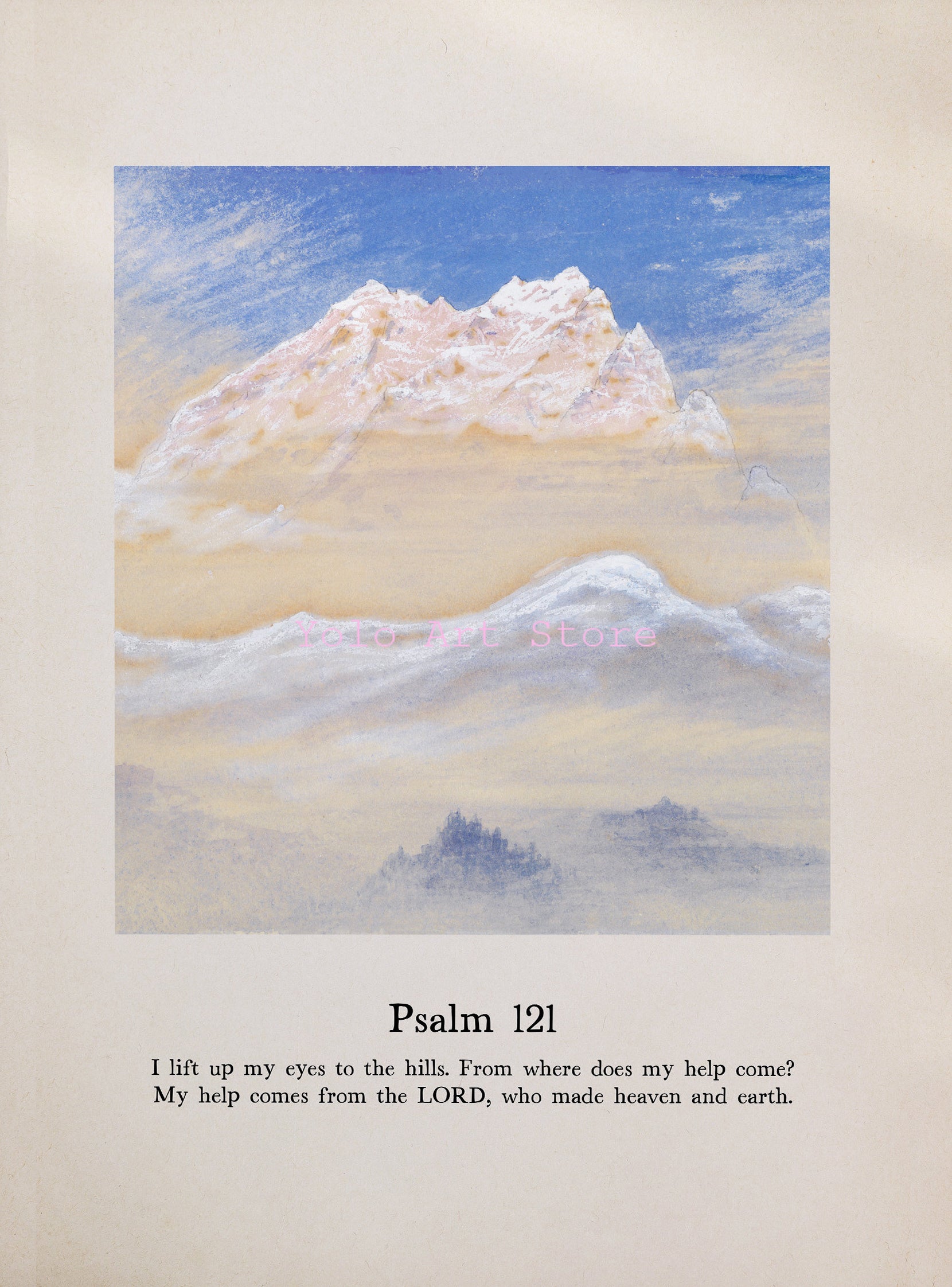 Psalm Water Colour Printed Wall Art