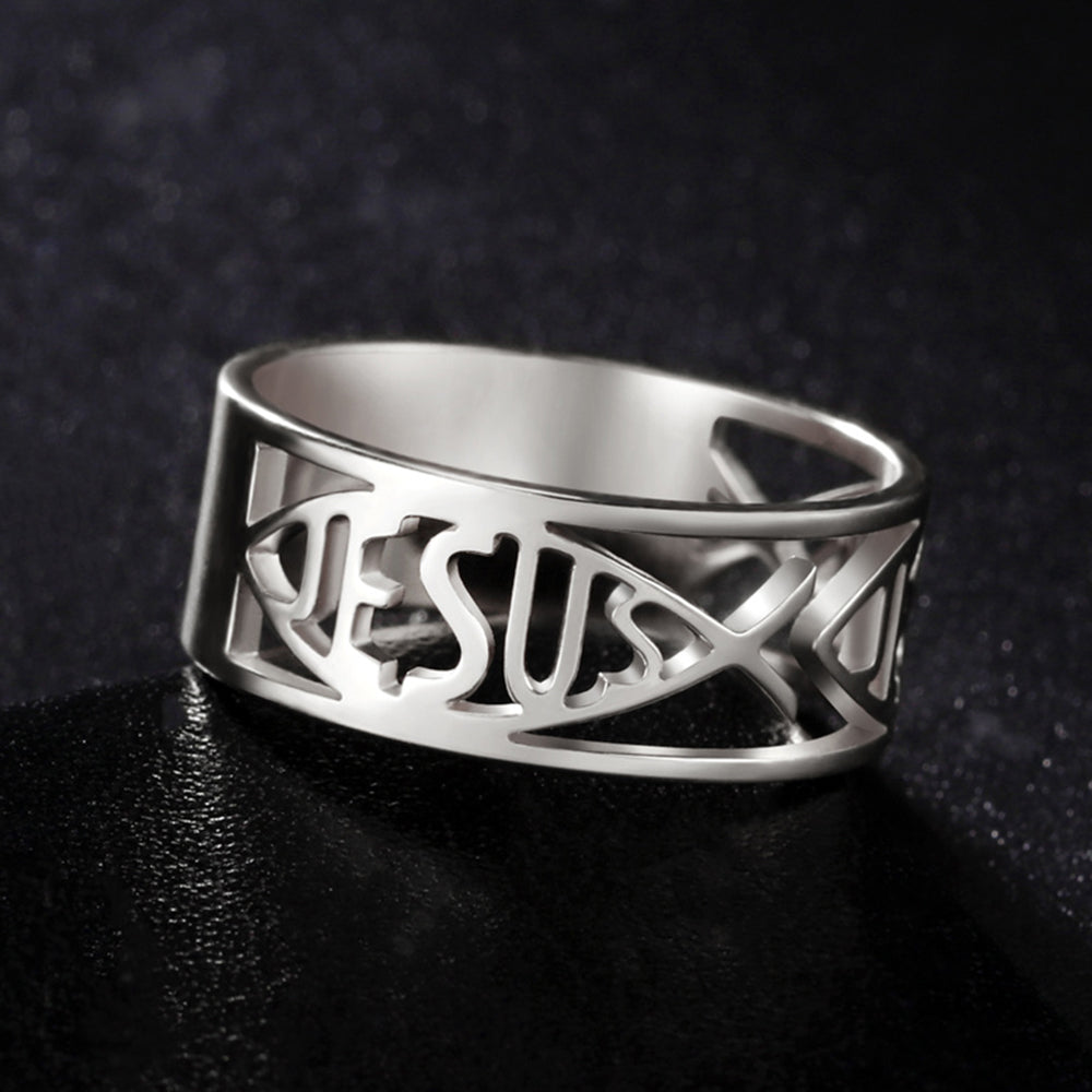 Jesus Stainless Steel Fish Ring
