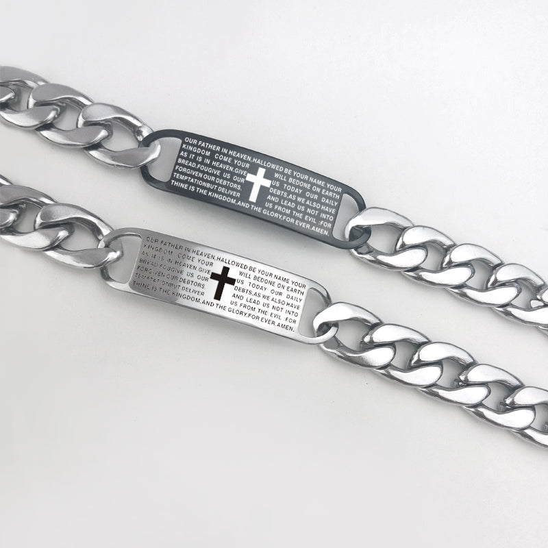 Stainless Steel Scripture Engraved Bracelet