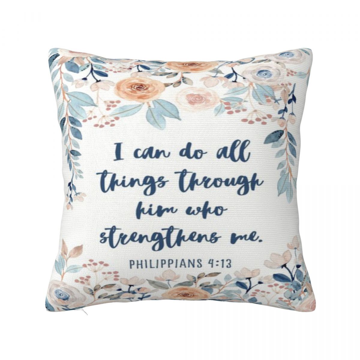 Philippians 4:13 Watercolour Floral Cushion Cover