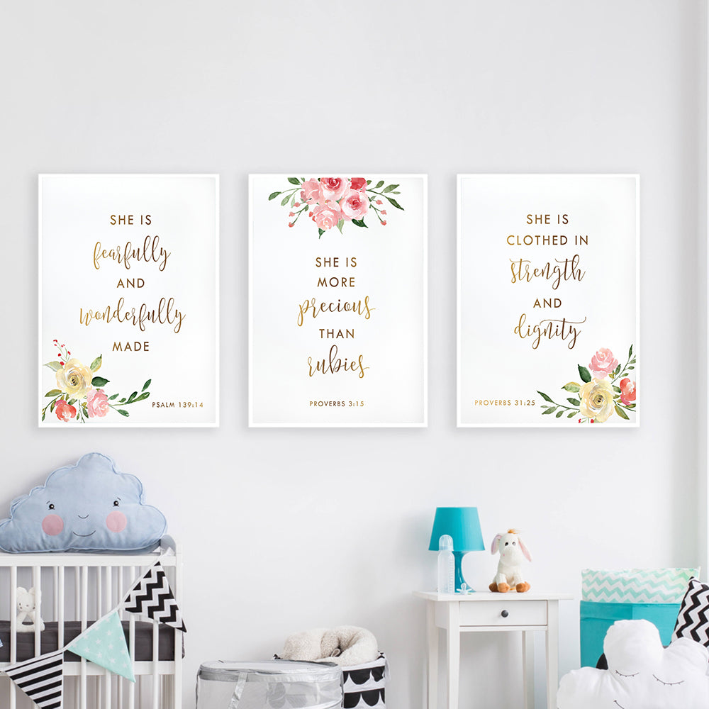 Psalms and Proverbs Floral Printed Wall Art