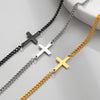 Stainless Steel Cross Narrow Cuban Chain Bracelet