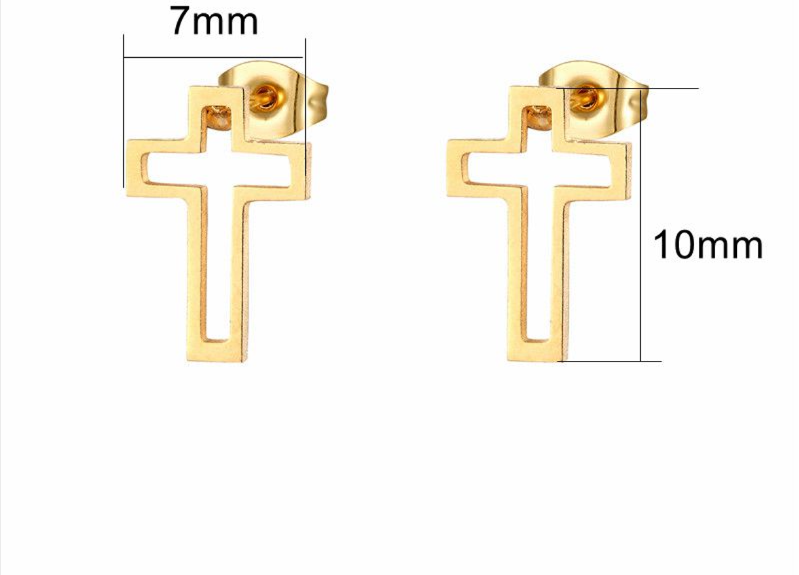 3 Pairs Stainless Steel Gold Cross Earrings Set