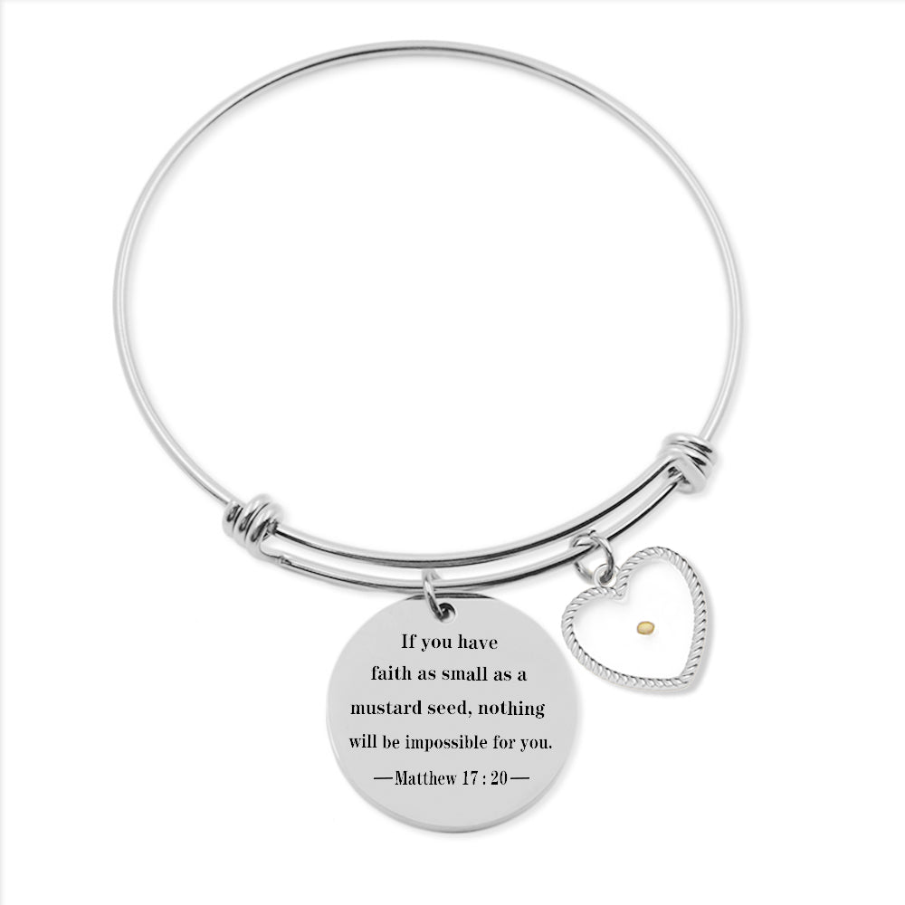 Matthew 17:20 Mustard Seed Heart Bangle