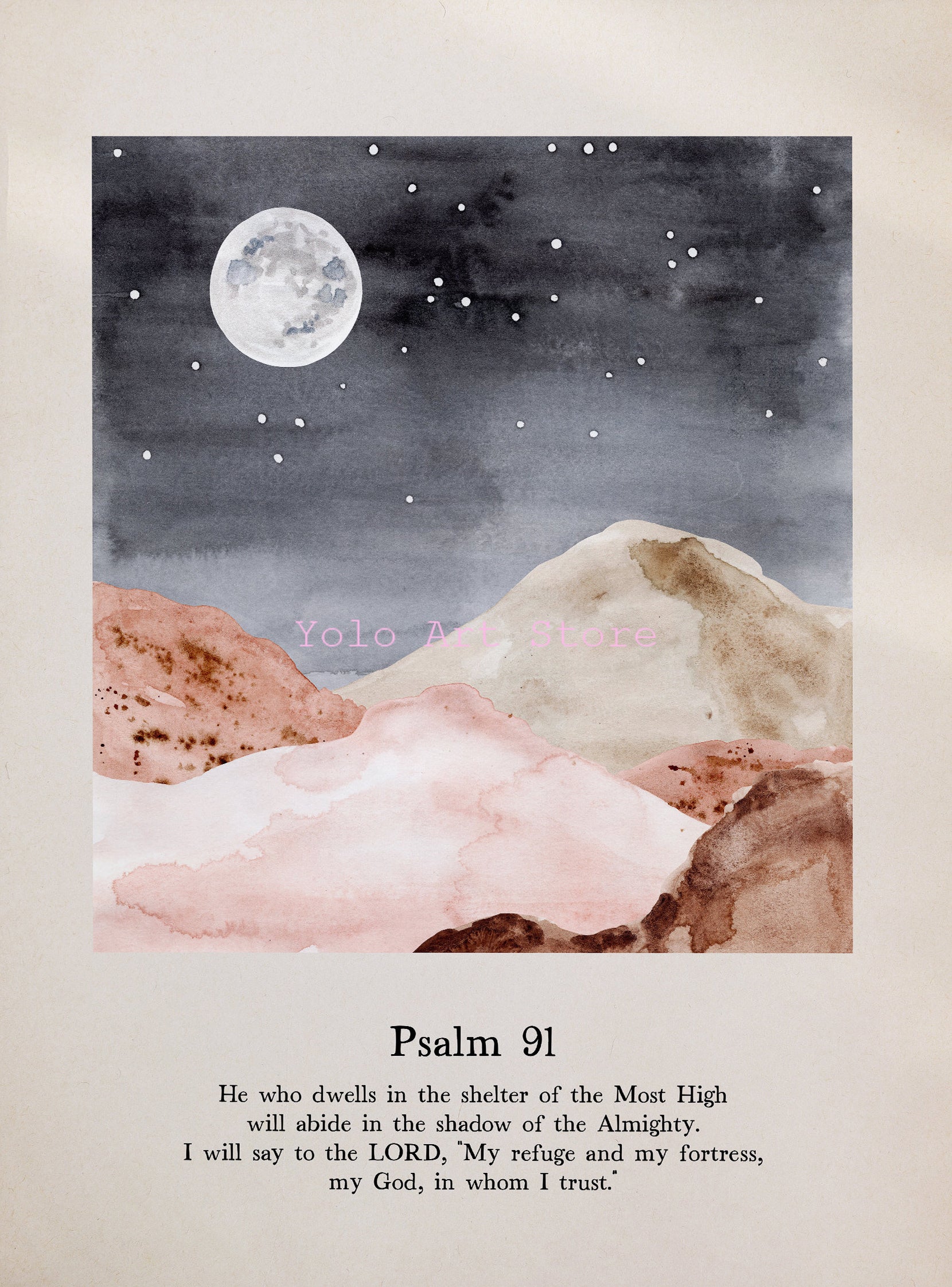 Psalm Water Colour Printed Wall Art