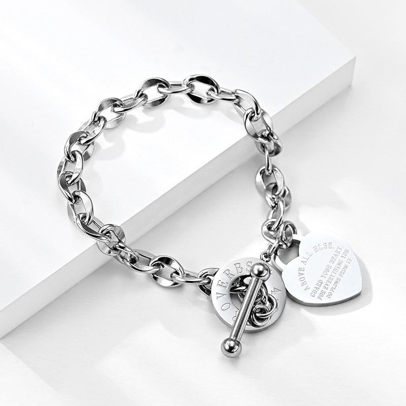 Proverbs Heart Tag Toggle Bracelet