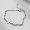Stainless Steel Cross Narrow Cuban Chain Bracelet