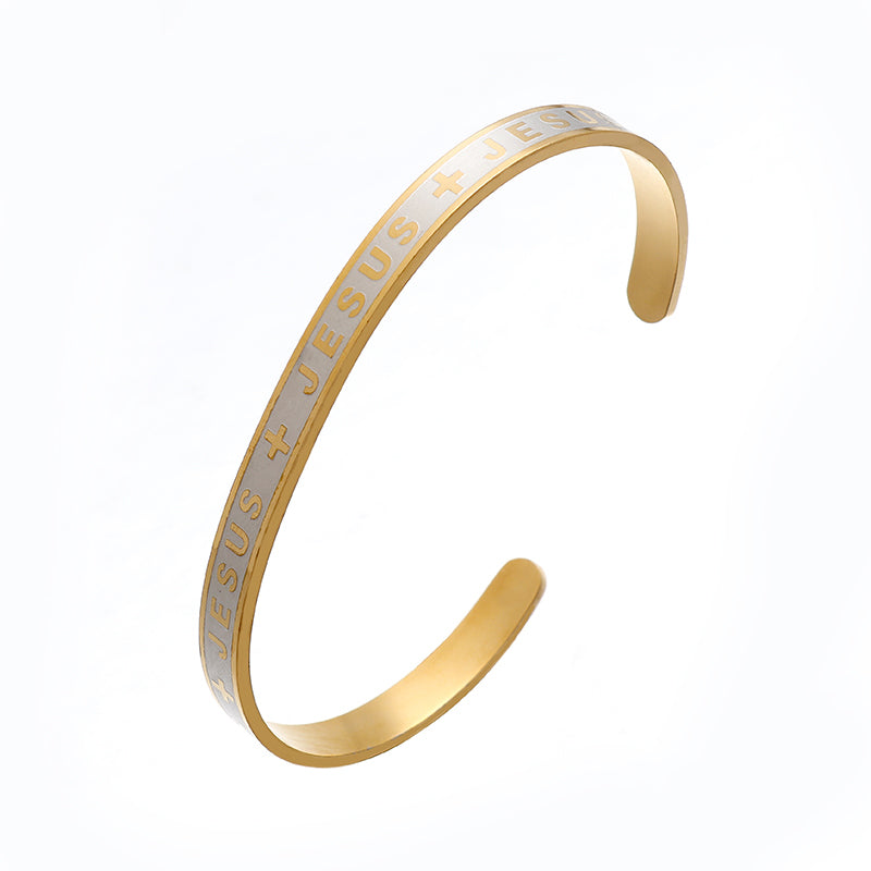 Gold Steel Cuff Bracelet