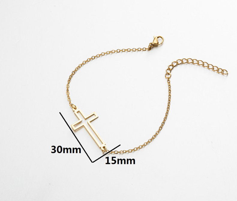 Stainless Steel Hollow Gold Cross Bracelet