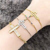 Cubic Zirconia Sideways Cross Bracelet