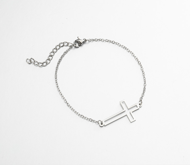 Stainless Steel Hollow Gold Cross Bracelet