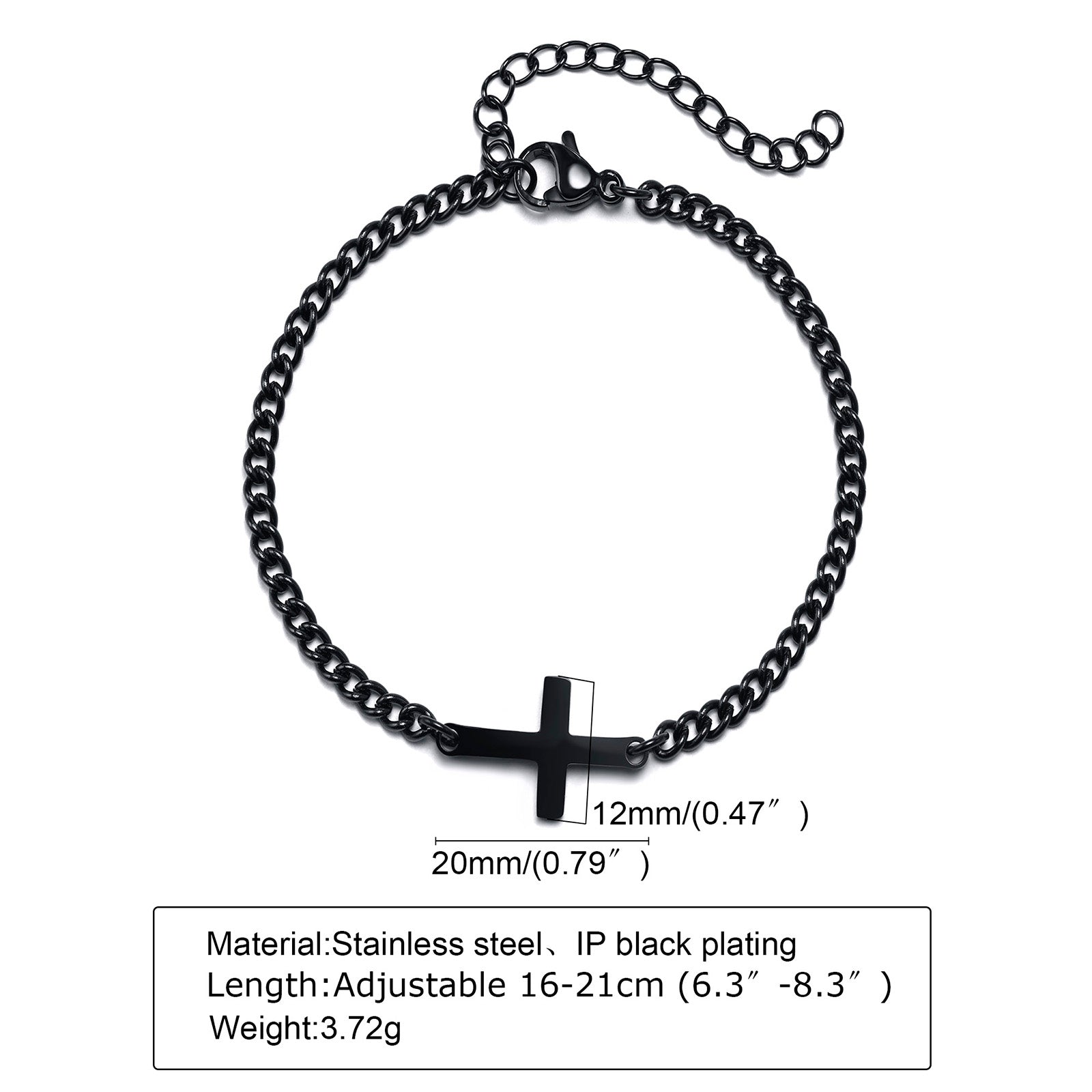 Stainless Steel Cross Narrow Cuban Chain Bracelet