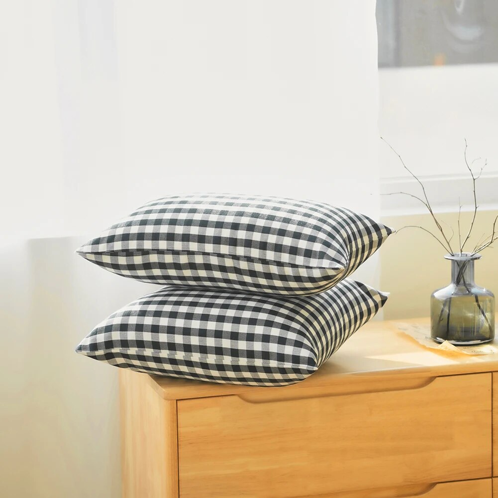 Monochrome Checkered Cushion Covers