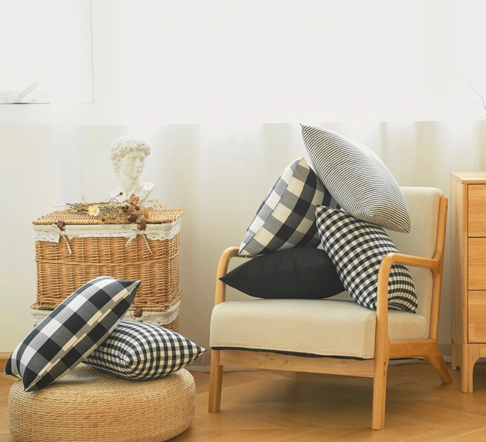Monochrome Checkered Cushion Covers