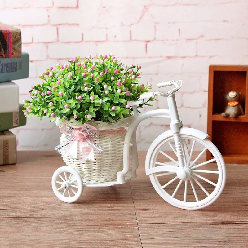 White Bicycle Flower Holder