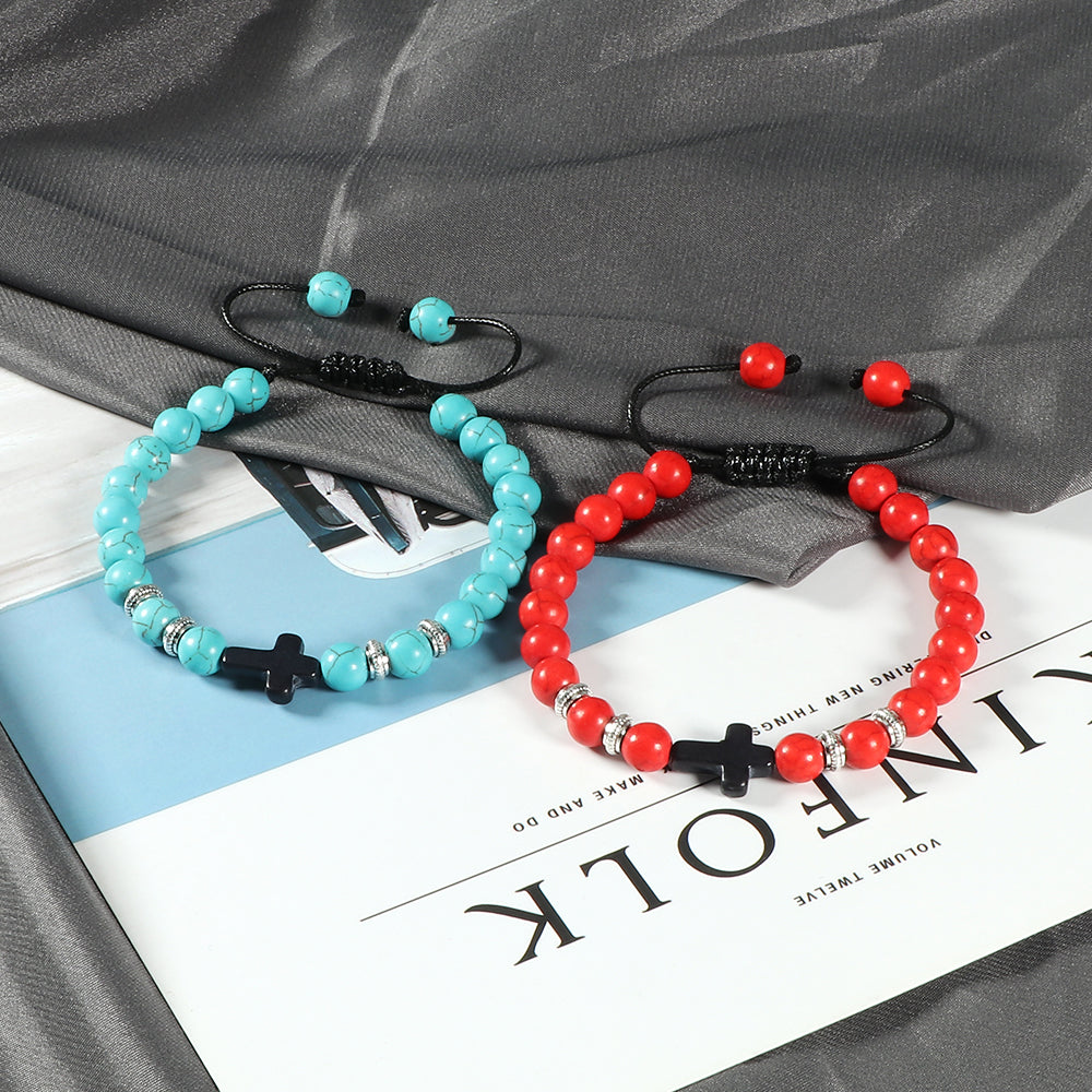 Natural Beaded Cross Bracelets