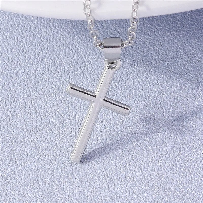 Diamanté Cross Necklace Unisex