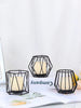 Geometric Black Iron Candle Holder