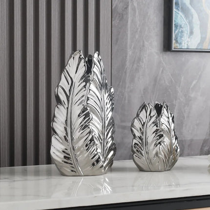 Gold & Silver Leaf Ceramic Vase