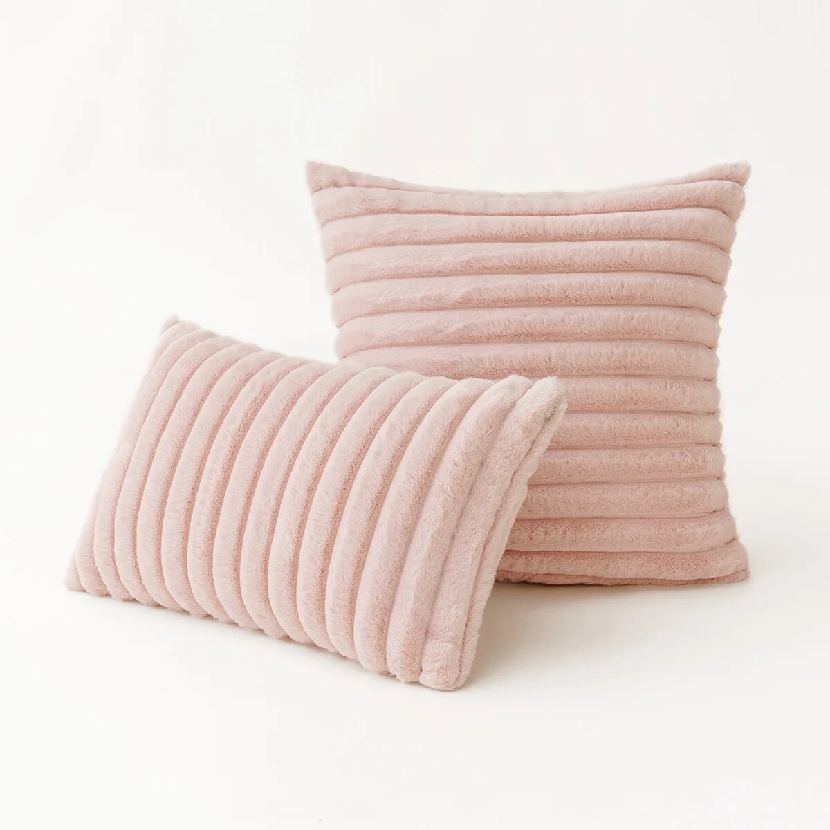 Ribbed Plush Square Cushion Cover