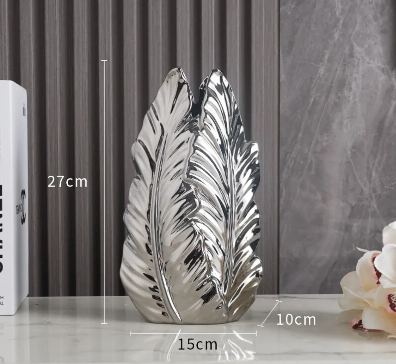 Gold & Silver Leaf Ceramic Vase