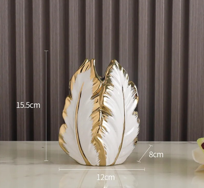 Gold & Silver Leaf Ceramic Vase