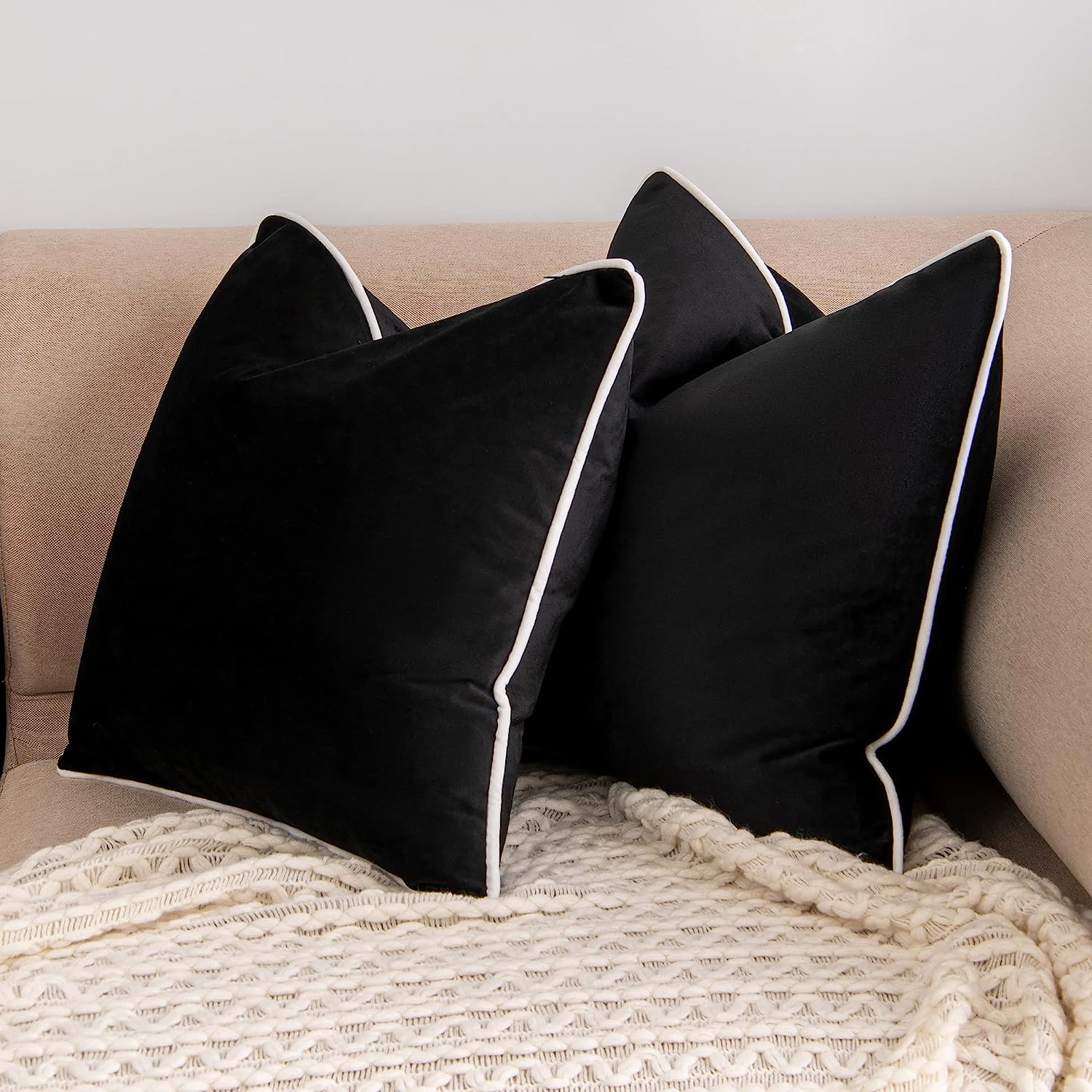 Bordered Monochrome Cushion Cover