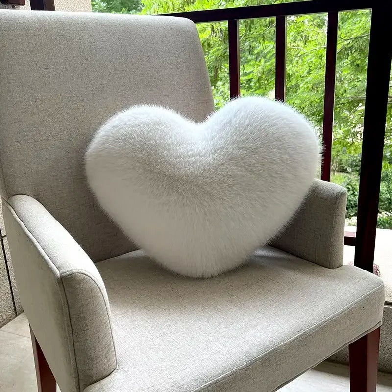 Luxe Heart Faux Fur Cushion