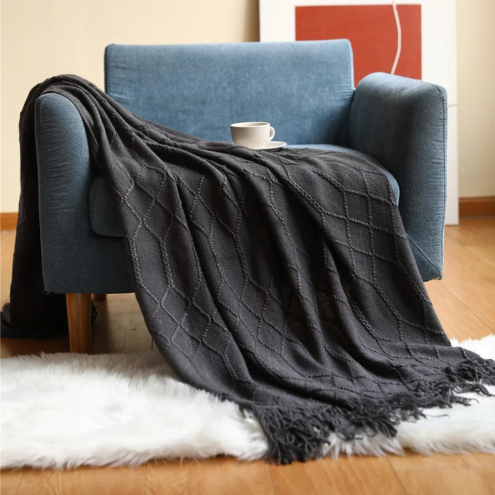 Textured Knit Throw Blanket