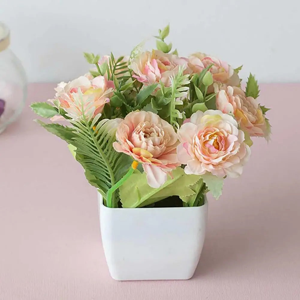Multi-Colour Rose Artificial Potted Flowers