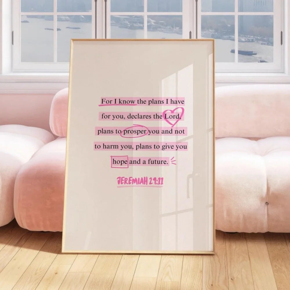 Grace in Pink Jeremiah Scripture Wall Art