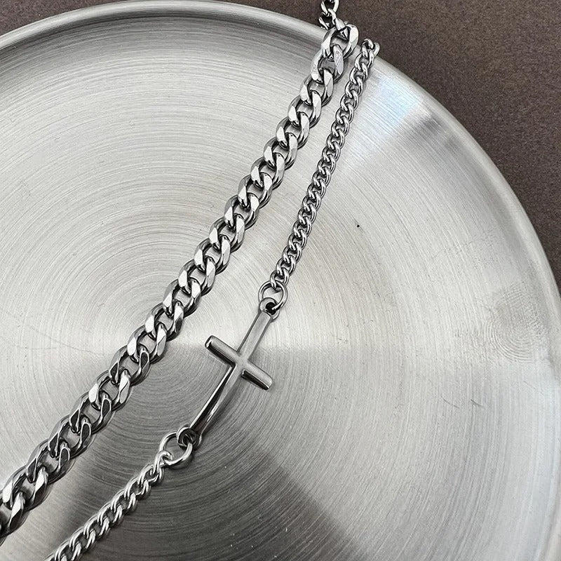 Stainless Steel Cross Cuban Chain Bracelets