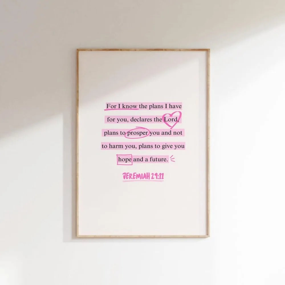 Grace in Pink Jeremiah Scripture Wall Art