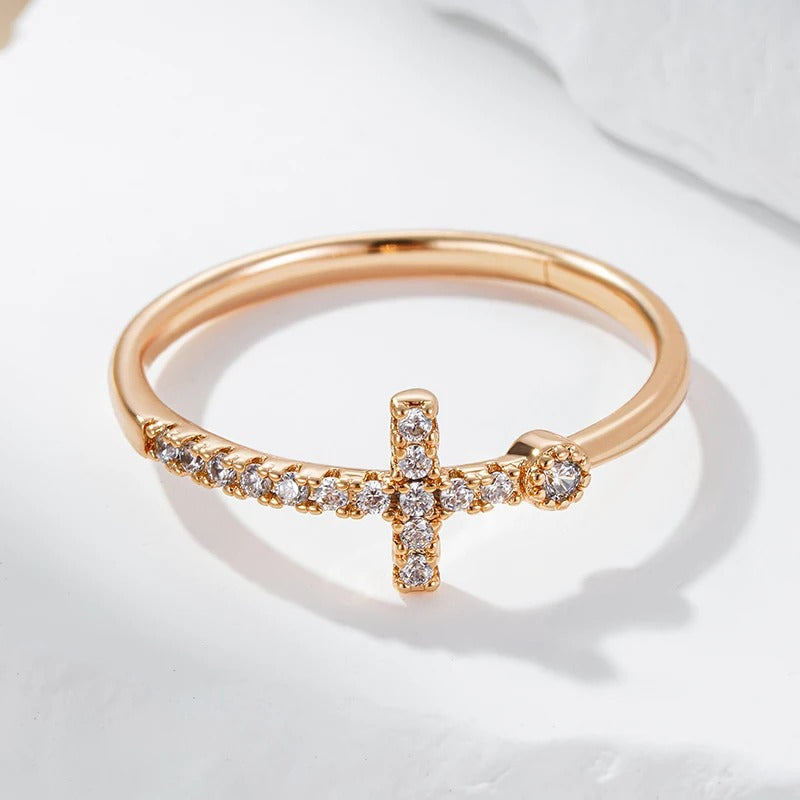 Rose Gold Cross Ring