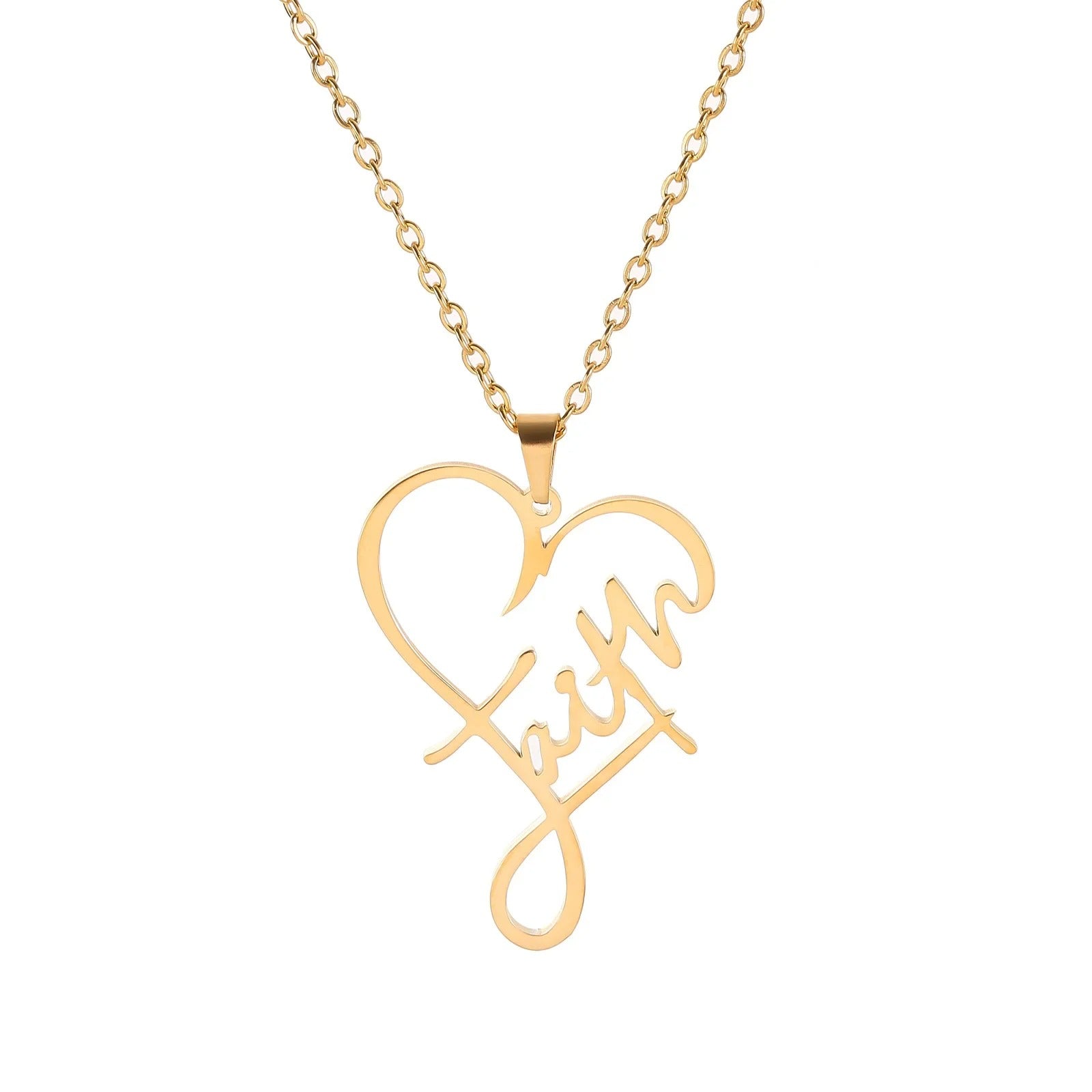 Faith Heart Stainless Steel Necklace