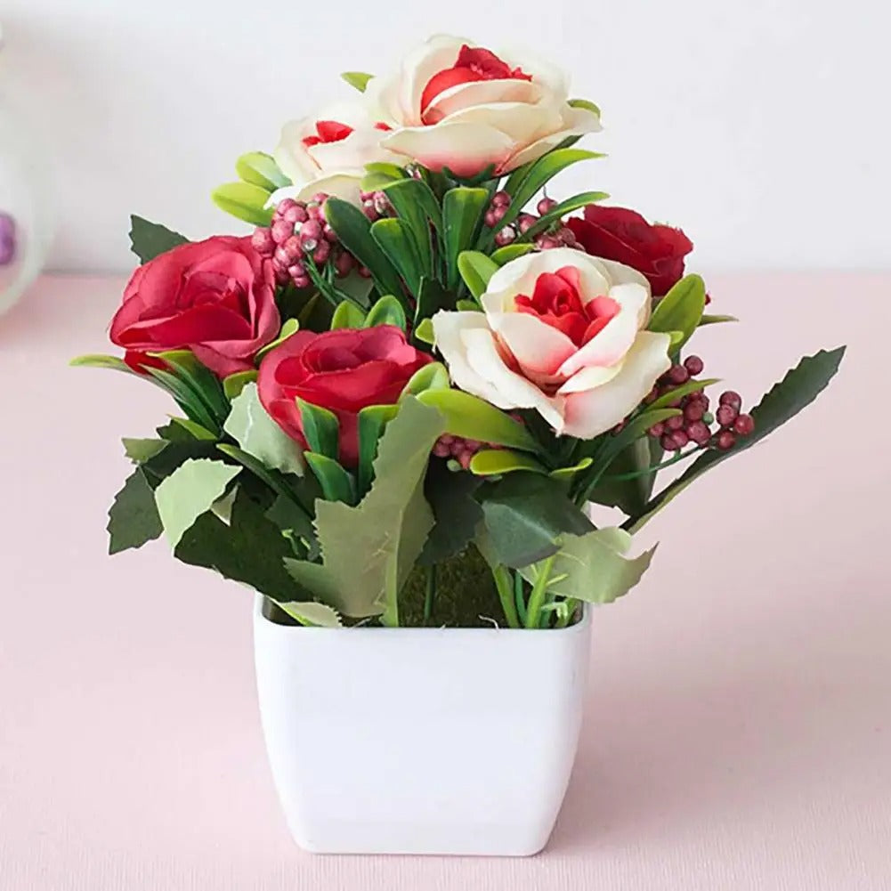 Multi-Colour Rose Artificial Potted Flowers