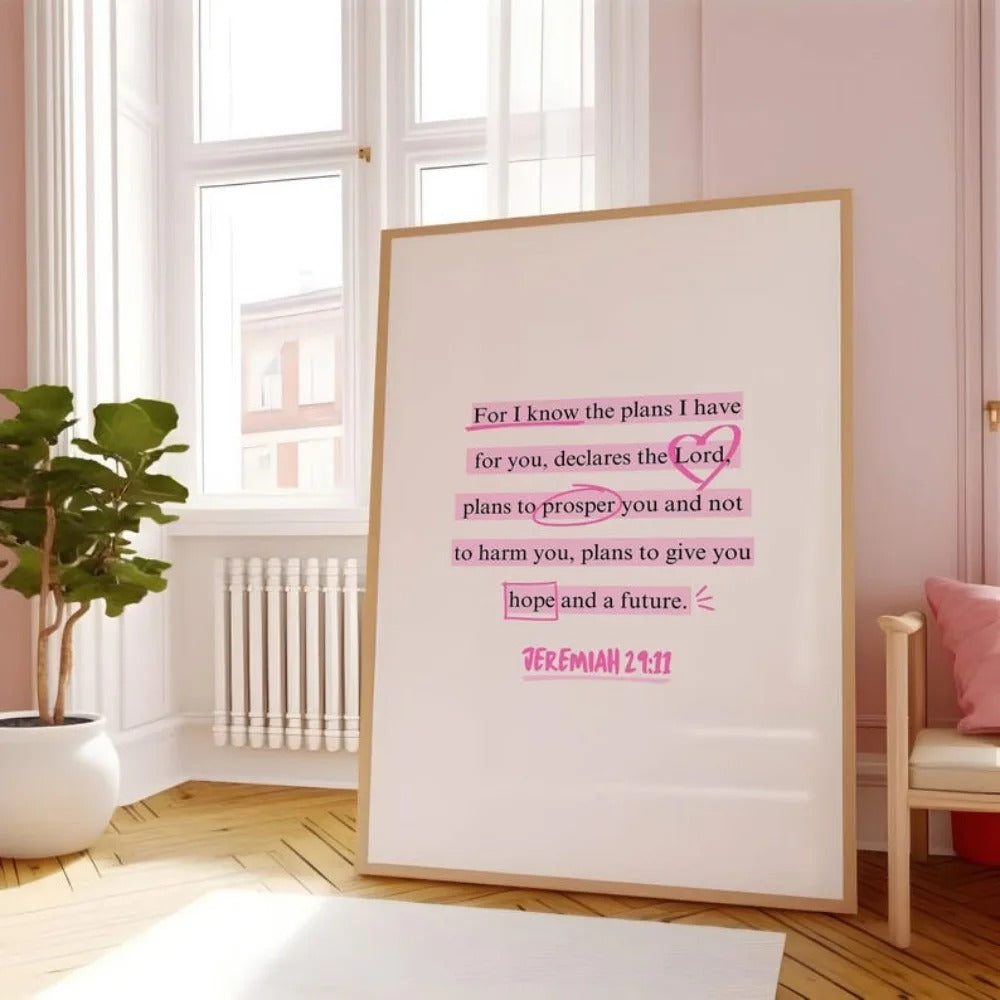Grace in Pink Jeremiah Scripture Wall Art