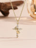 Rhinestone Cross Crown Pendant Necklace