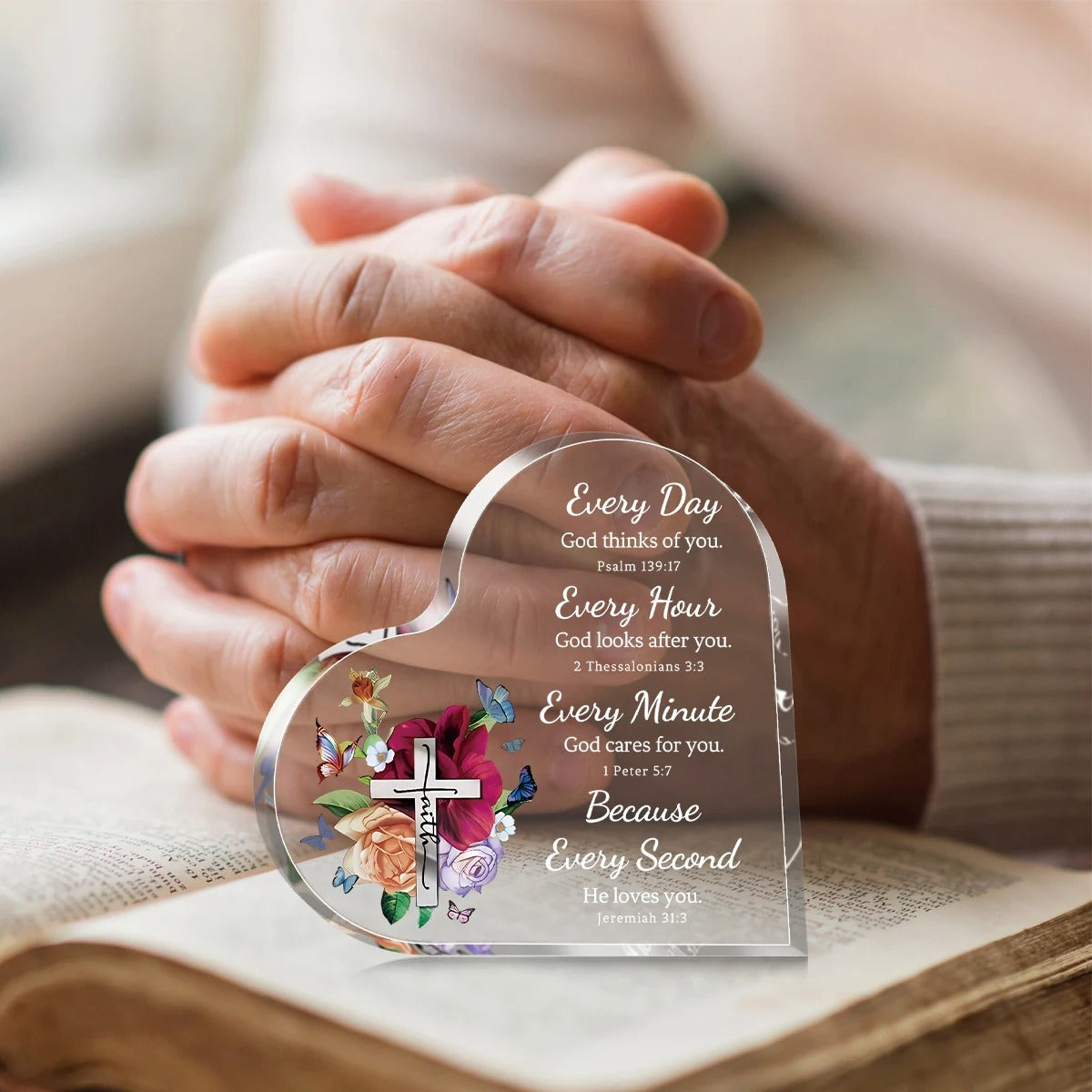 Acrylic Floral Heart Plaque