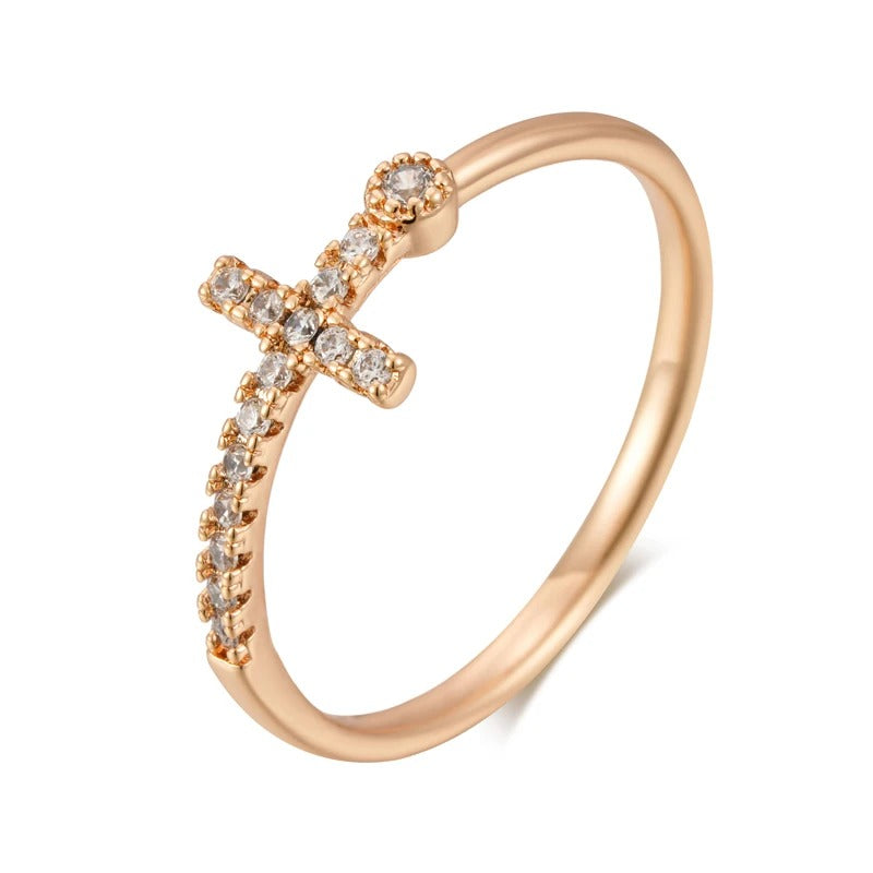 Rose Gold Cross Ring